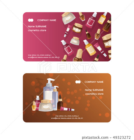 Cosmetic product vector business card skincare cream bottle template and tube or container mockup 49323272