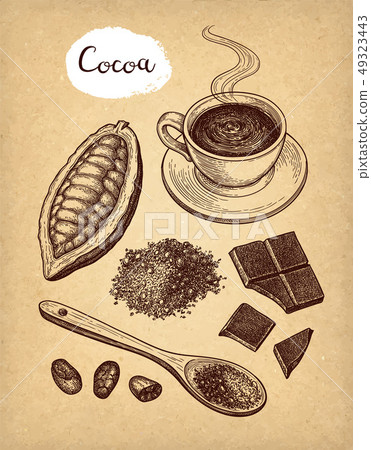 Cocoa and chocolate set. Cocoa and chocolate set. 49323443