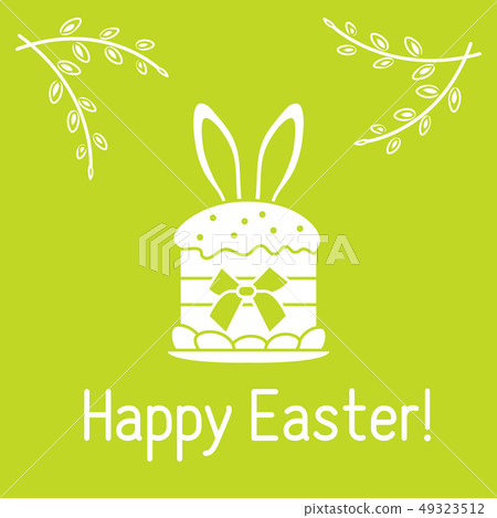 Easter cake, bunny ears, willow branches Linear 49323512