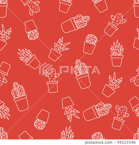 Vector seamless pattern with cactus and succulents Vector seamless pattern with cactus and succulents 49323546