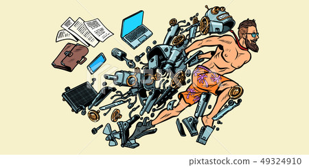 the robot turns into a human, artificial intelligence 49324910