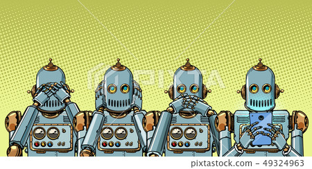 robot with telephone, Internet addiction concept. not see hear say 49324963