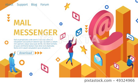 Landing Page Getting Mail Messenger Flat Banner. 49324966