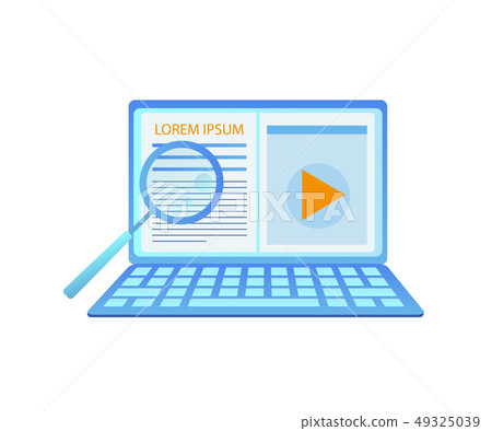 Big Laptop with Opened Web Page and Magnifier 49325039