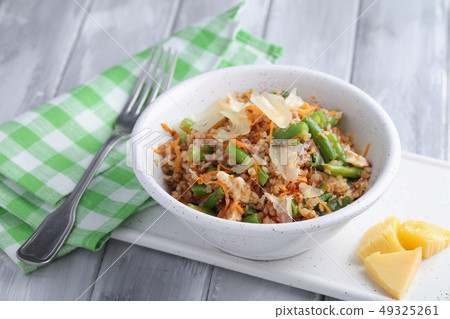 Vegan grechetto whith beans and Parmesan Vegan grechetto whith beans and Parmesan 49325261