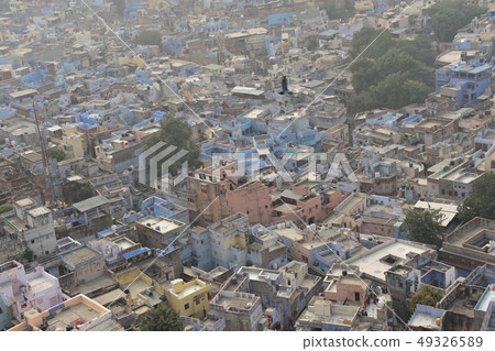 View from Jodhpur Mehrangarh Fort in Rajasthan, India Beautiful city and blue buildings View from Jodhpur Mehrangarh Fort in Rajasthan, India Beautiful city and blue buildings 49326589