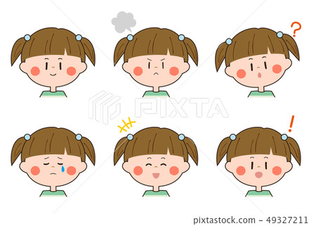 Two Restrained Girls-Facial Expression Set A - Stock Illustration ...