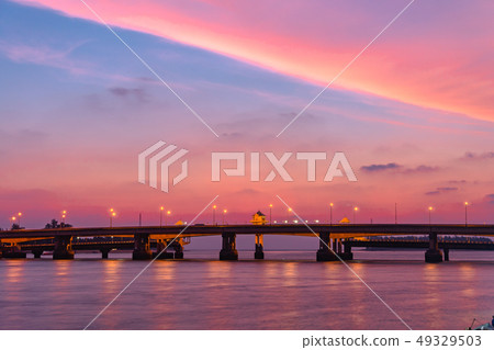 colorful sunset above Sarasin bridge Phuket 49329503