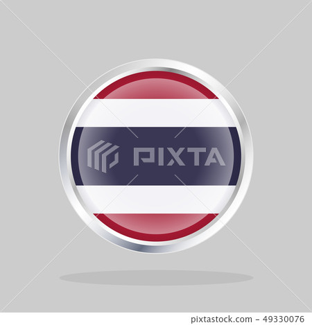 Flag of Thailand, Round button with metallic frame Flag of Thailand, Round button with metallic frame 49330076