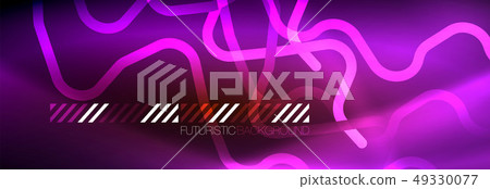 Neon glowing techno lines, hi-tech futuristic abstract background template with square shapes Neon glowing techno lines, hi-tech futuristic abstract background template with square shapes 49330077