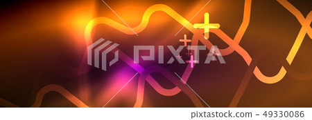 Glowing neon abstract lines, techno futuristic template Glowing neon abstract lines, techno futuristic template 49330086