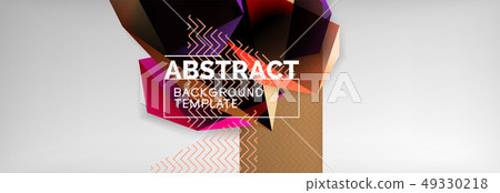 Triangular 3d geometric shapes composition, abstract background 49330218