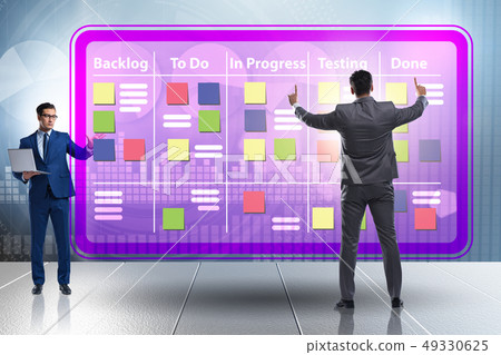 Businessman in agile methods concept 49330625