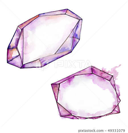 Colorful diamond rock jewelry minerals. Watercolor background set. Isolated crystal illustration Colorful diamond rock jewelry minerals. Watercolor background set. Isolated crystal illustration 49331079