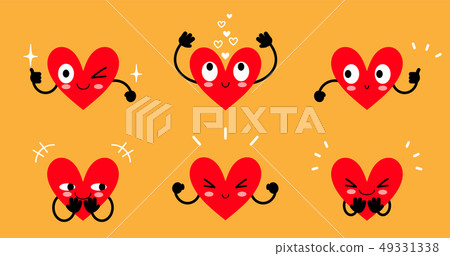 Set cute cartoon happy strong hearts Set cute cartoon happy strong hearts 49331338