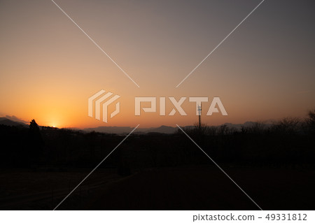 Gunma Prefecture Tamara-ku Nishihara west near Sunset view Mountain range Fureai Hill Gunma Prefecture Tamara-ku Nishihara west near Sunset view Mountain range Fureai Hill 49331812
