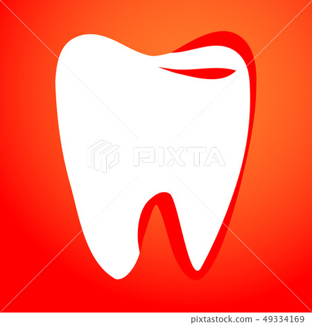 Tooth on a red background, template design element, Vector illustration 49334169