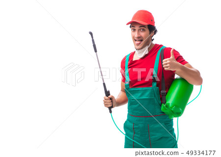 Pest control contractor isolated on white background 49334177