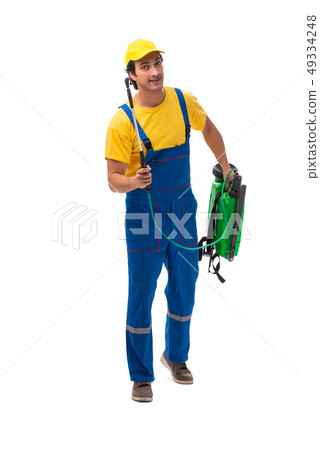 Pest control contractor isolated on white background 49334248