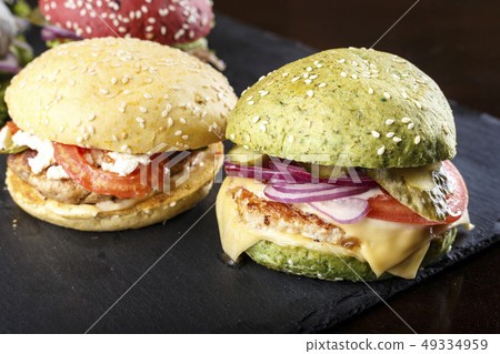 fresh burgers with meat 49334959