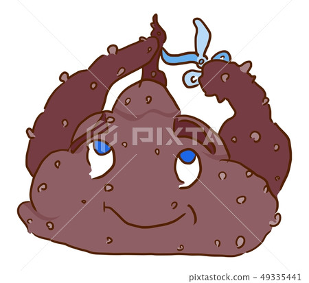 funny turd character is cutting a ponytail 49335441
