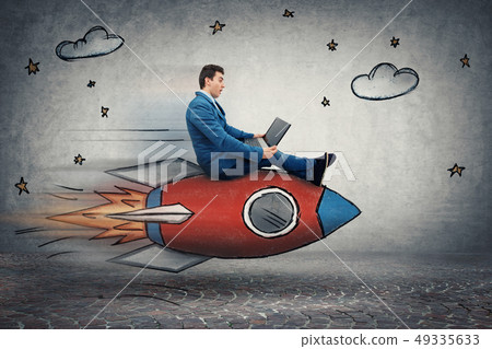 businessman's rocket speed businessman's rocket speed 49335633
