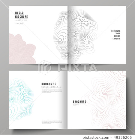 The vector illustration of the editable layout of two covers templates for square design bifold The vector illustration of the editable layout of two covers templates for square design bifold 49336206