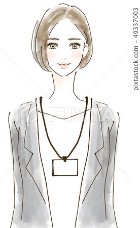 新員工加入了工作變更入口和出口卡員工身份證插圖女人 49337003