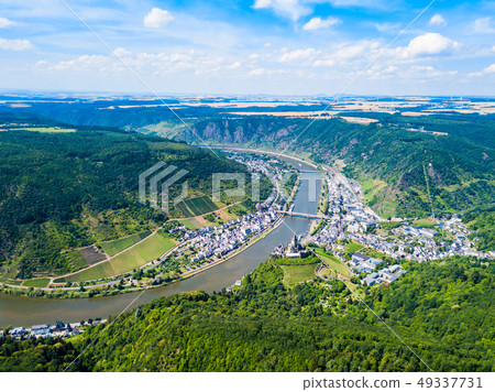 Cochem town aerial view, Germany 49337731