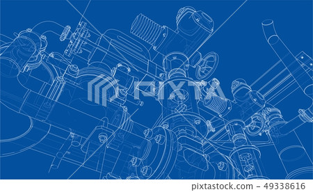 Sketch of industrial equipment. Vector Sketch of industrial equipment. Vector 49338616
