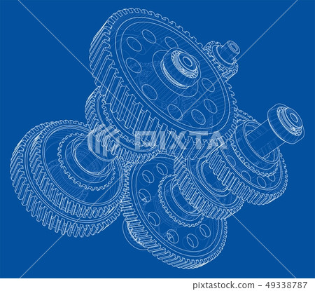 Outline gearbox concept. Vector 49338787