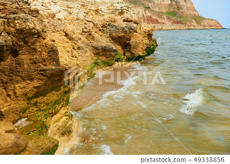 beautiful sea landscape, closeup of stone on the 49338856