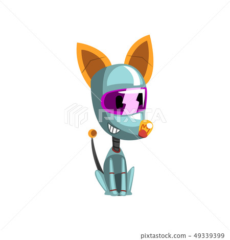 Cute robot dog sitting on the floor, artificial intelligence concept vector Illustration on a white 49339399