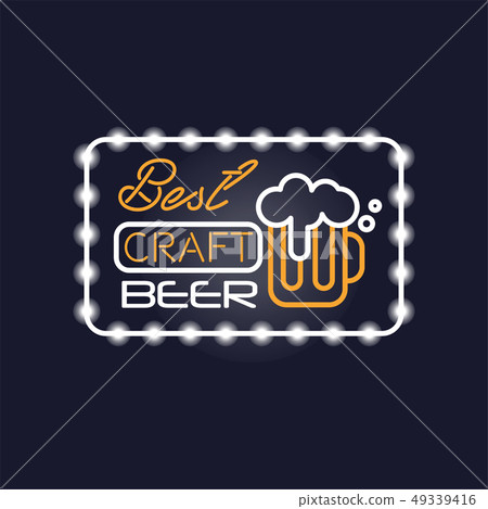 Best craft beer neon sign, vintage bright glowing signboard, light banner vector Illustration Best craft beer neon sign, vintage bright glowing signboard, light banner vector Illustration 49339416