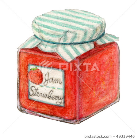 Strawberry jam hand drawn watercolor 49339446