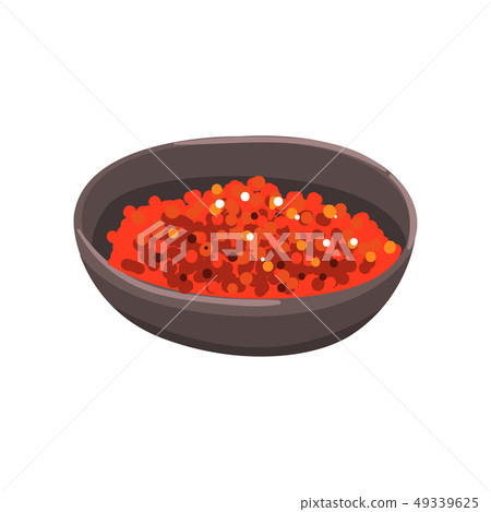 Red caviar in a bowl, seafood product vector Illustration on a white background 49339625