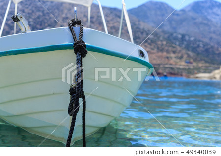 Fishing boat in the harbor of the Mediterranean close-up 49340039