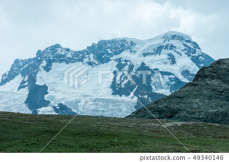 summer landscape with permanent glaciers Swizerland Alps summer landscape with permanent glaciers Swizerland Alps 49340146