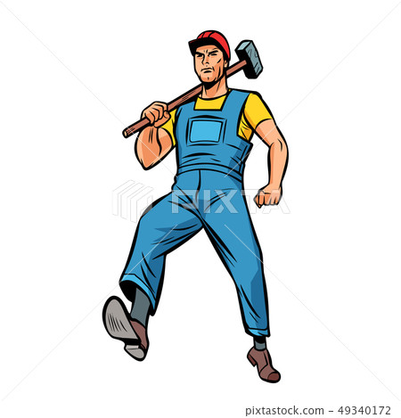 working with hammer employee specialist worker isolate on white background 49340172