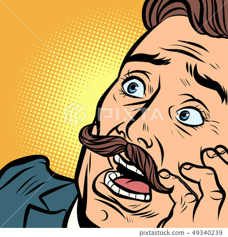 scared man with a mustache 49340239