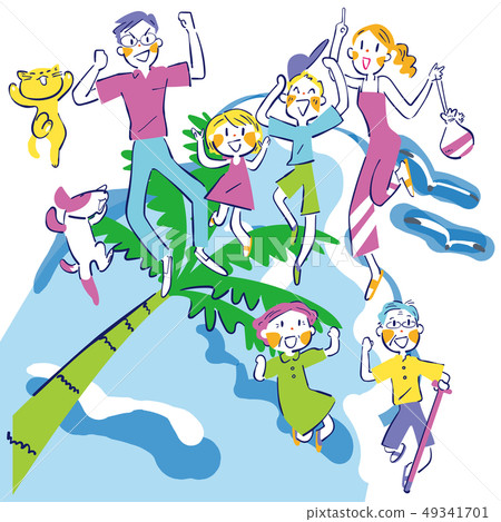 讓我們享受夏天!跳到夏日的天空家庭高級 讓我們享受夏天!跳到夏日的天空家庭高級 49341701