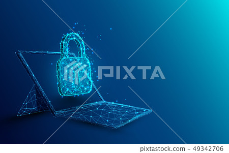 Laptop with padlock and security concept - Stock Illustration [49342706 ...