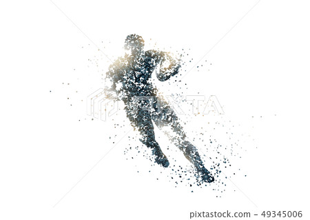 點畫風格的橄欖球剪影，PNG背景透明 49345006