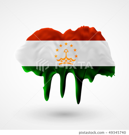vector isolated Flag of Tajikistan painted colors 49345740