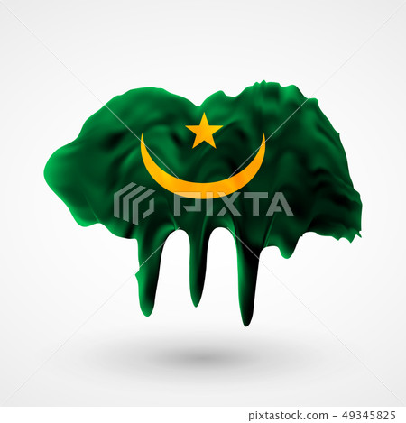 vector isolated Flag of Mauritania painted colors 49345825