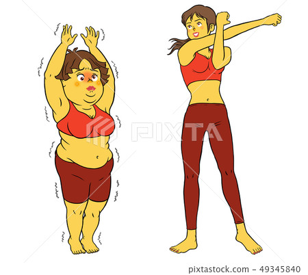 Yoga fitness, slim women and chubby women set Yoga fitness, slim women and chubby women set 49345840