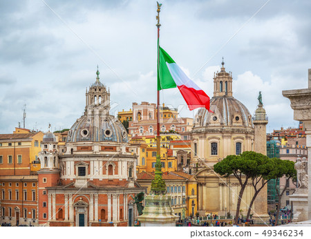 Trajan's Column and churches, Rome, Italy Trajan's Column and churches, Rome, Italy 49346234