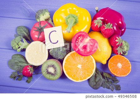 Vintage photo, Ripe fruits and vegetables 49346508