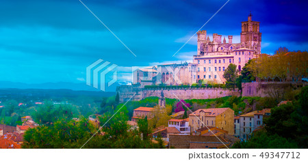 Beautiful view on Bezier town at sunset. 49347712