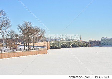 Trinity Bridge in Saint Petersburg. 49347821